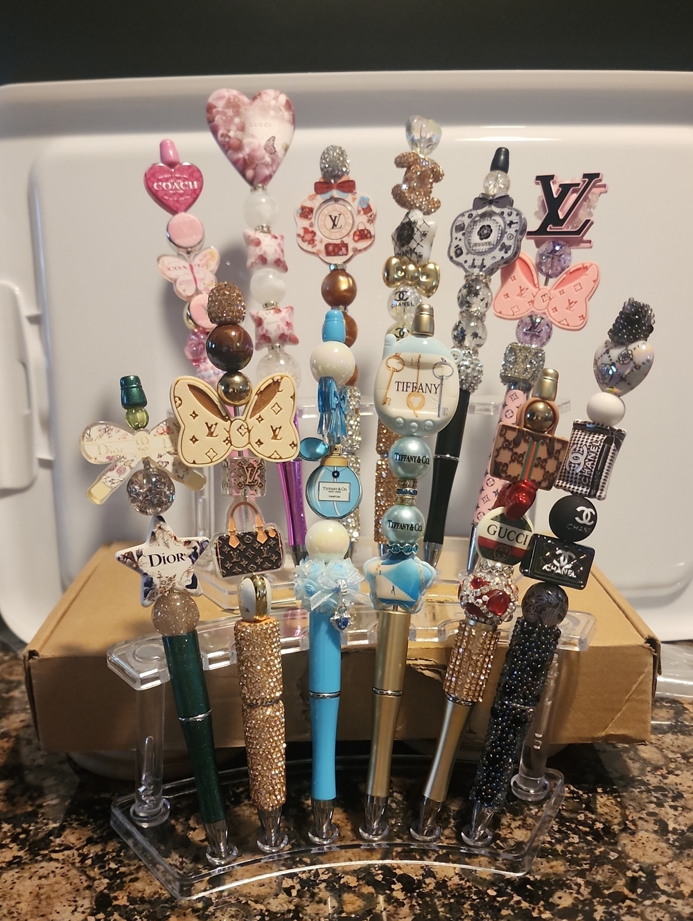 9Designer-Inspired Beaded Pen - Blue Black,pink ,gold and Other Colors.